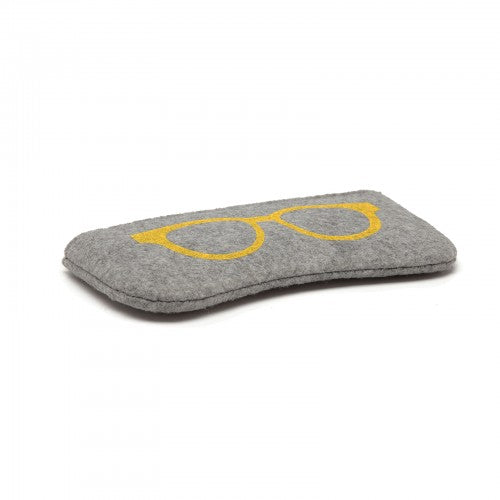 Soft Felt Glasses Case - Grey And Yellow