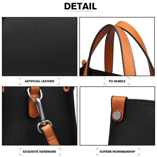 Miss Lulu Structured 2 Piece Shoulder Bag Set - Back