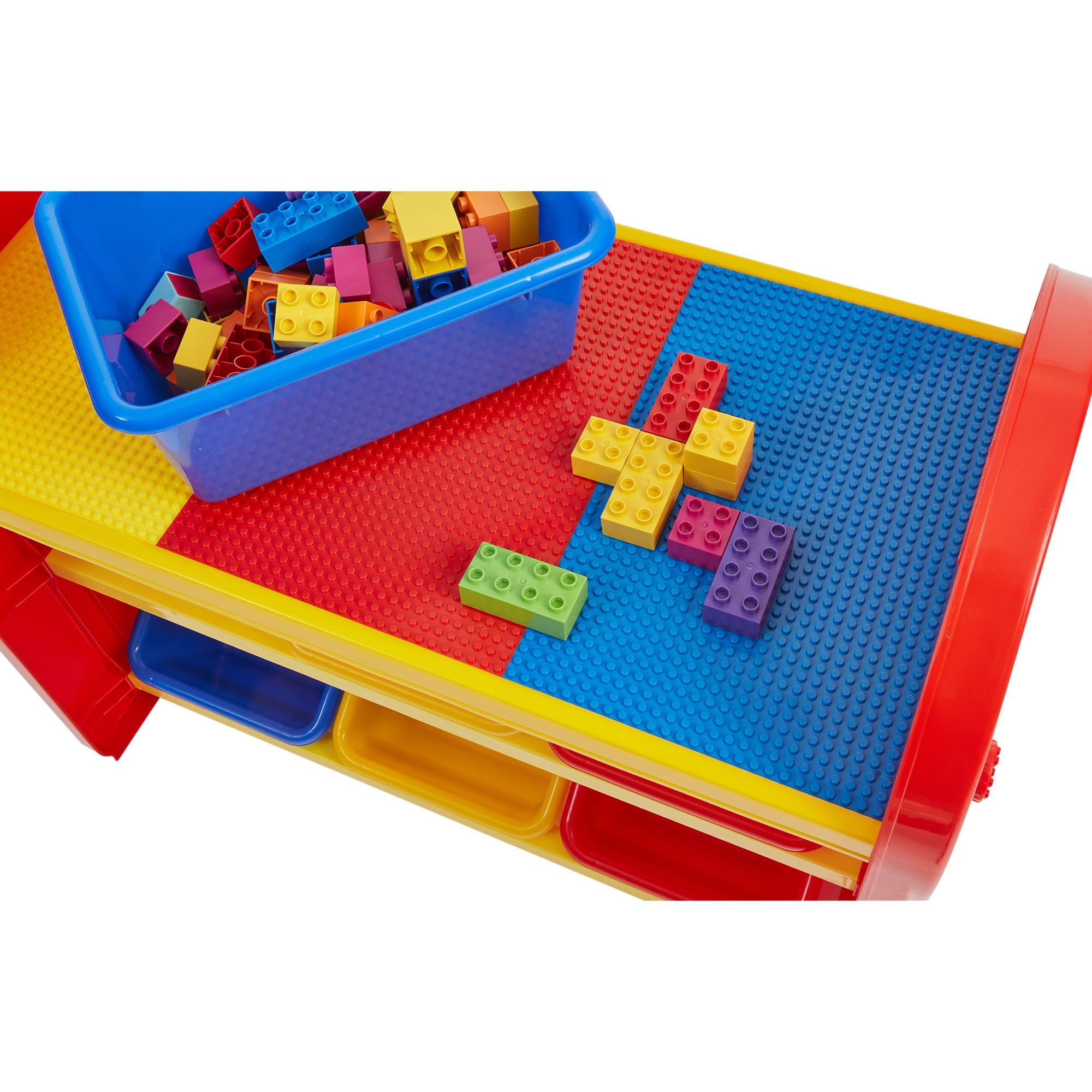 Children's 6-Bin Storage Organiser Unit with Construction Tabletop
