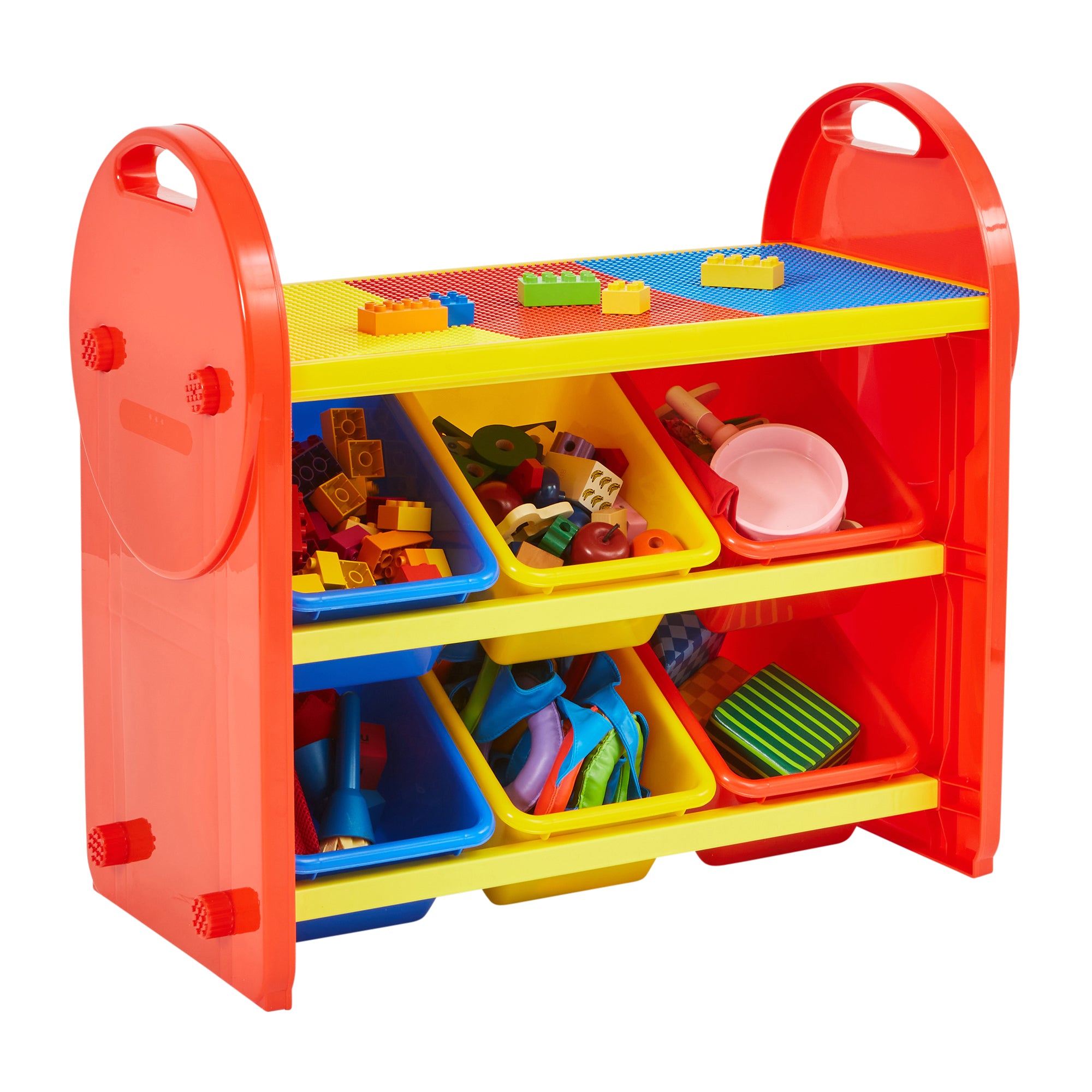 Children's 6-Bin Storage Organiser Unit with Construction Tabletop