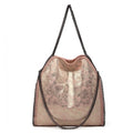 Miss Lulu Metallic Effect Chain Tote Bag - Pink