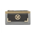 MISS LULU PEBBLED LEATHER LOOK M METAL LOGO LONG PURSE GREY