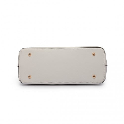 Miss Lulu Three Piece Tote Shoulder Bag And Clutch - White