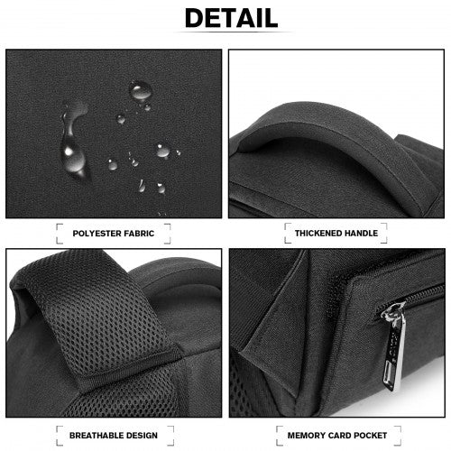 Kono Water Resistant Shockproof DSLR Camera Backpack - Black