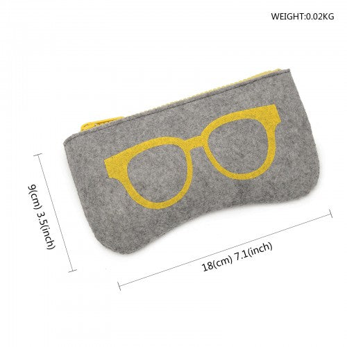 Soft Felt Glasses Case - Grey And Yellow
