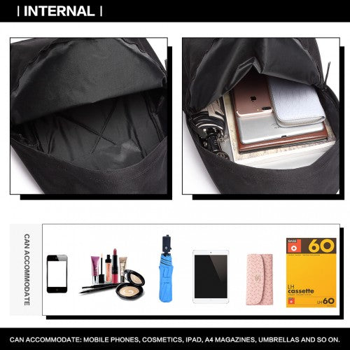 Miss Lulu Classic Large Capacity Unisex Everyday Backpack - Black
