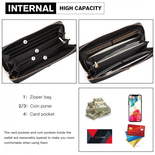 Miss Lulu Women's Leather Look Purse - Black