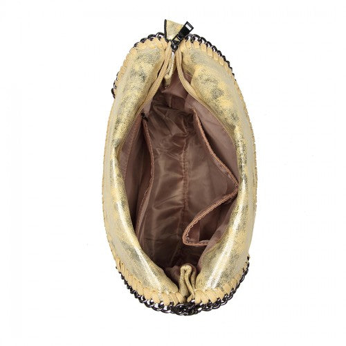 Miss Lulu Metallic Effect Chain Tote Bag - Yellow