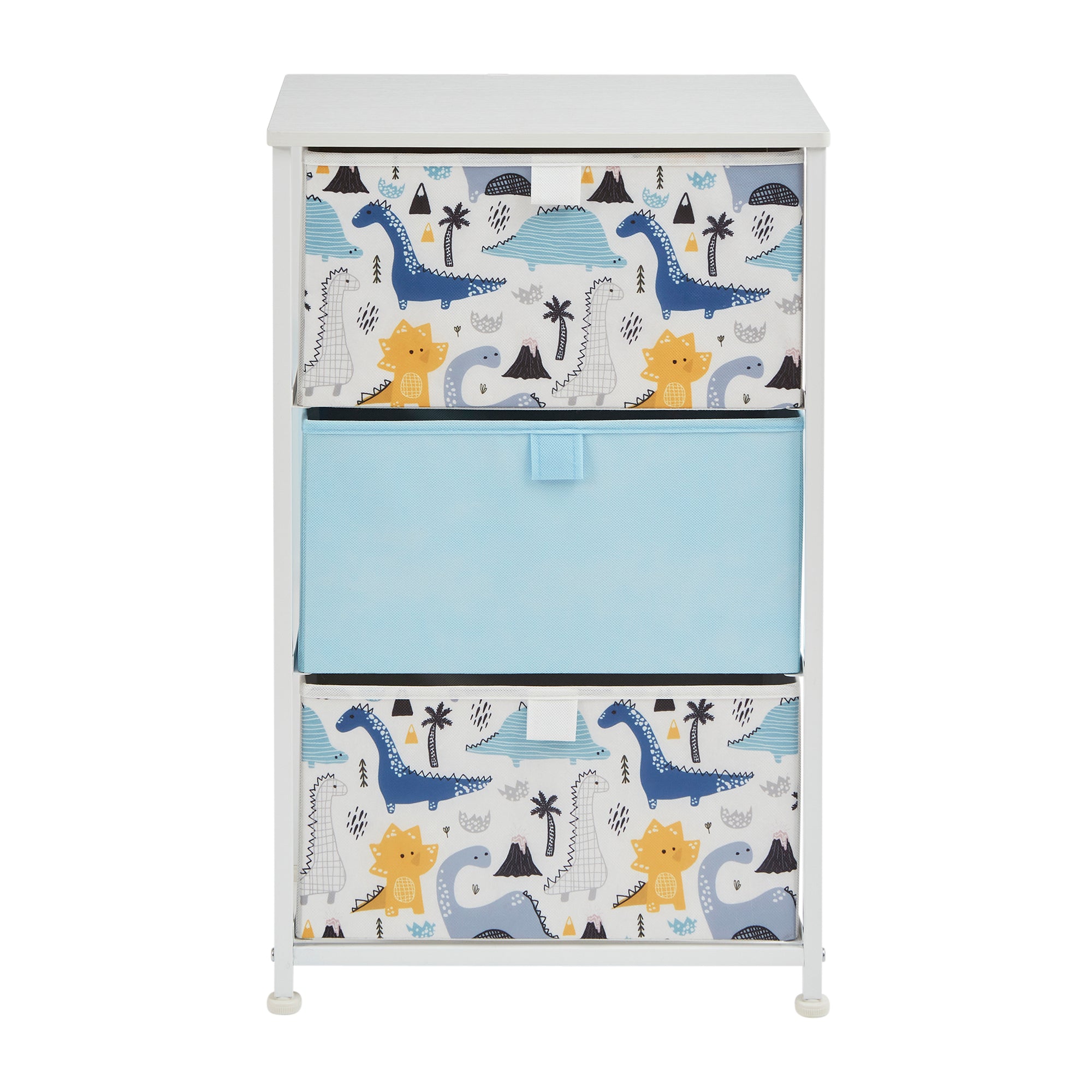 Dinosaur 3 Drawer Storage Chest – Kids Wooden Toy Organiser with Removable Drawers
