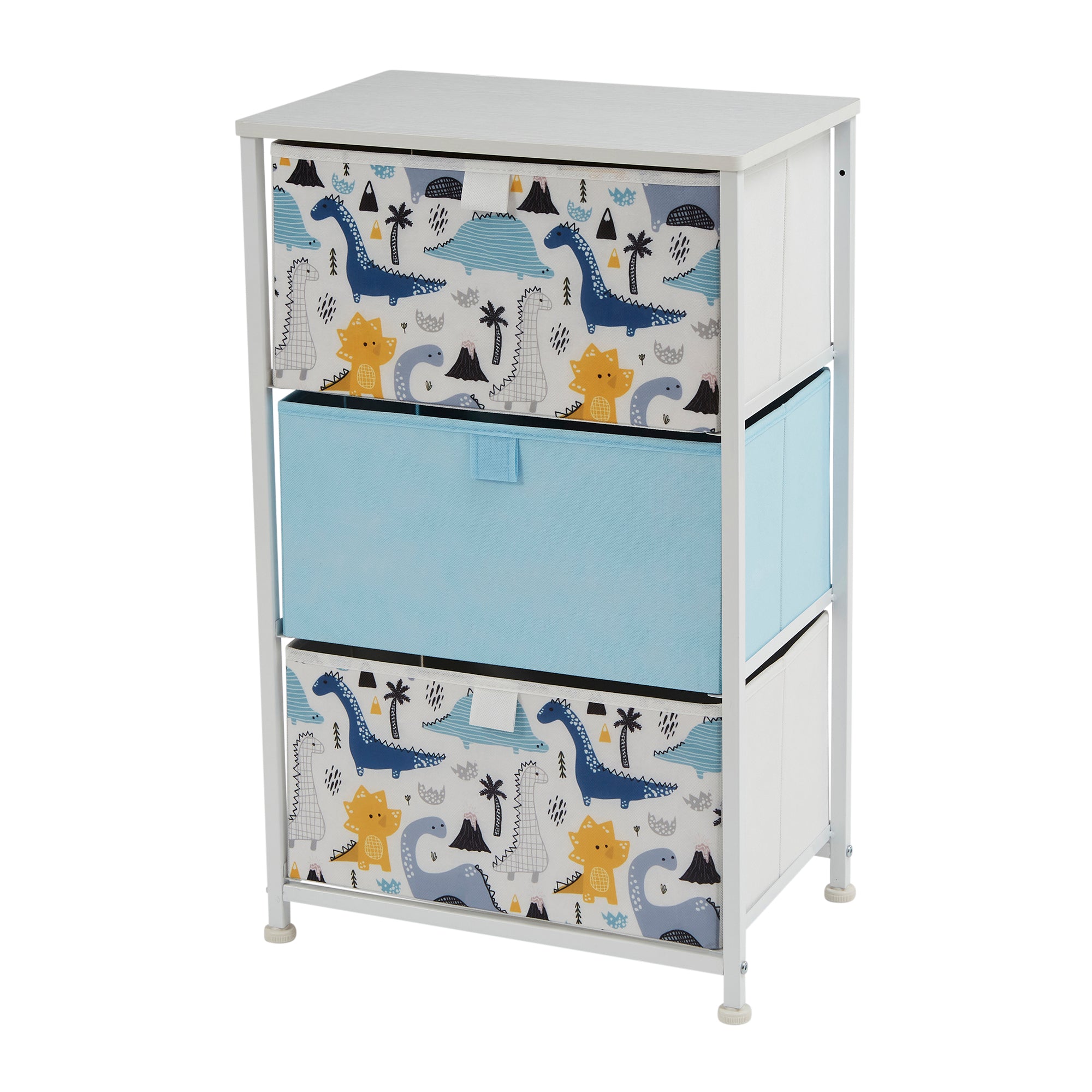 Dinosaur 3 Drawer Storage Chest – Kids Wooden Toy Organiser with Removable Drawers