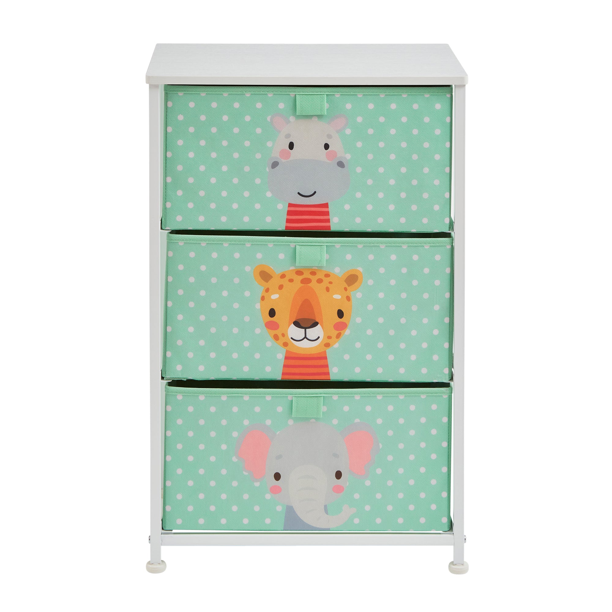 Jungle Animals 3 Drawer Storage Chest – Kids Toy Organiser with Removable Drawers