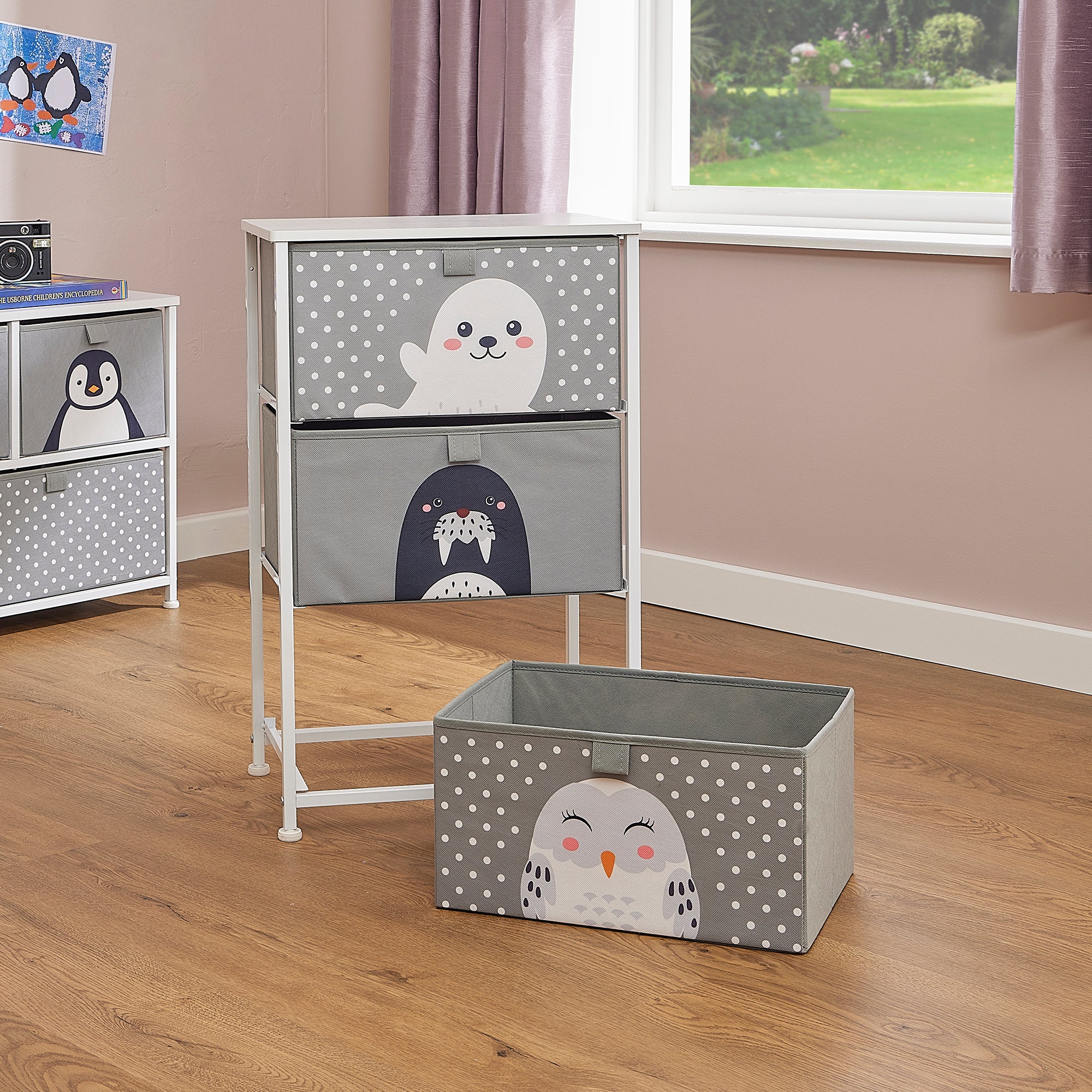 Arctic Animals 3 Drawer Storage Chest – Kids Toy Organiser with Removable Drawers