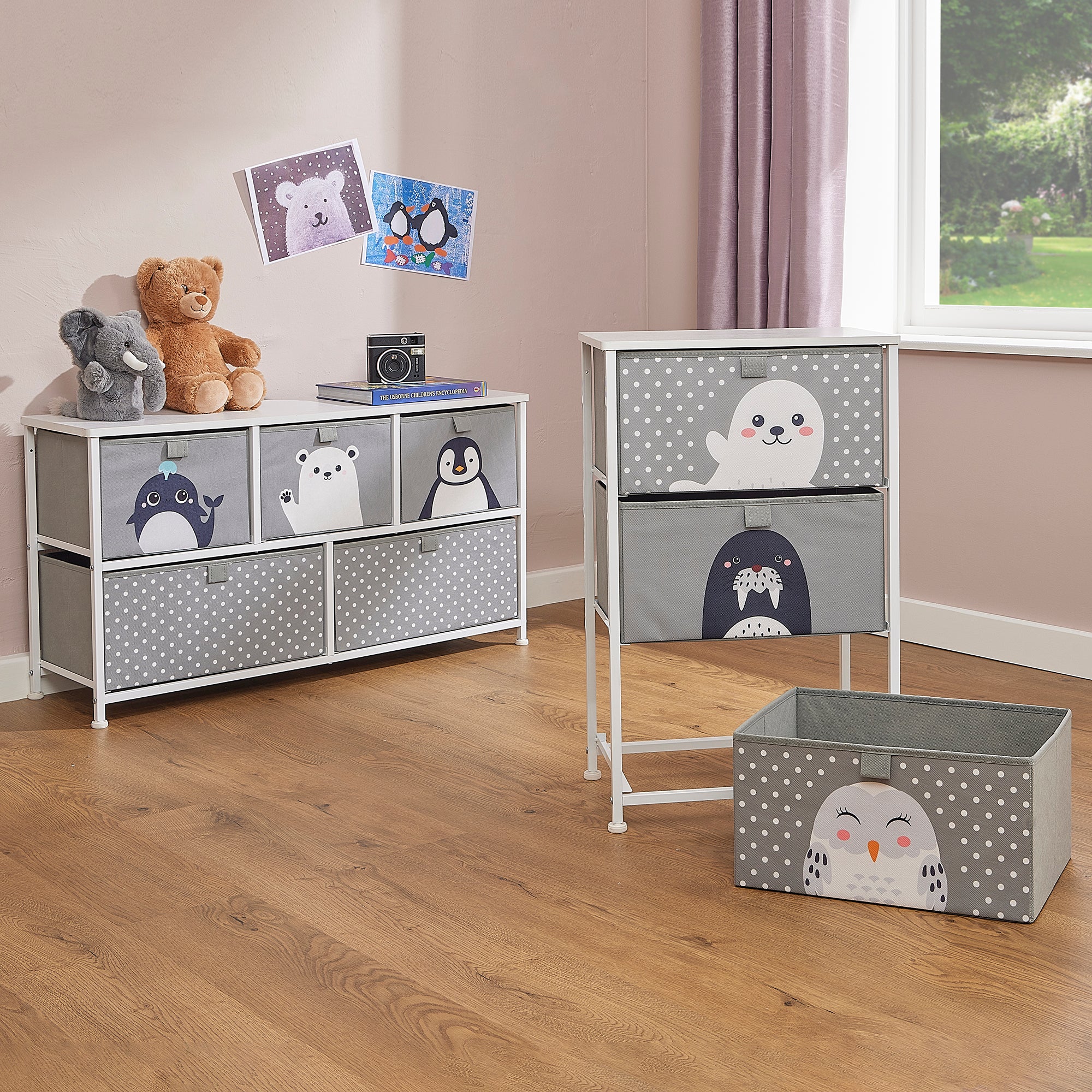 Arctic Animals 3 Drawer Storage Chest – Kids Toy Organiser with Removable Drawers