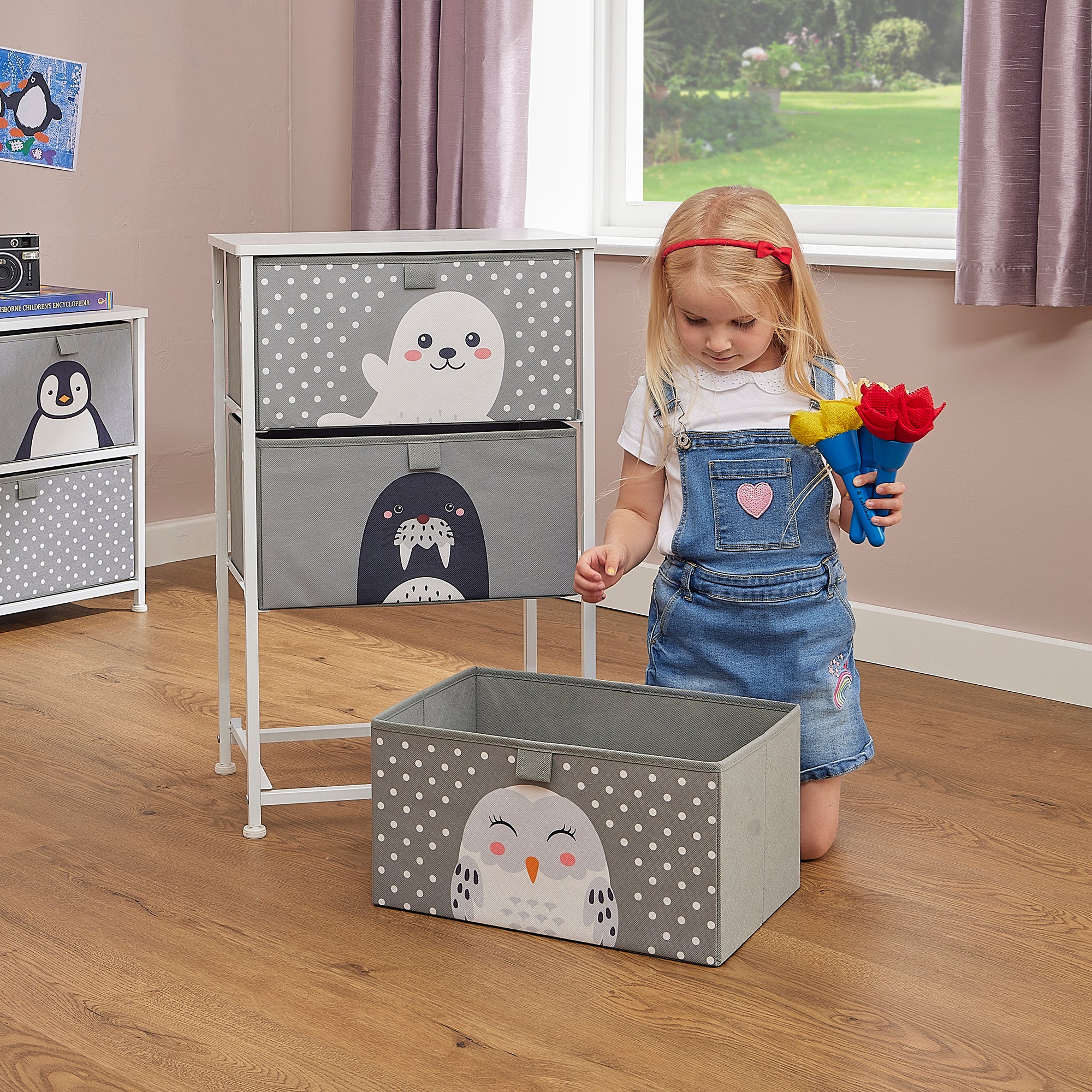 Arctic Animals 3 Drawer Storage Chest – Kids Toy Organiser with Removable Drawers