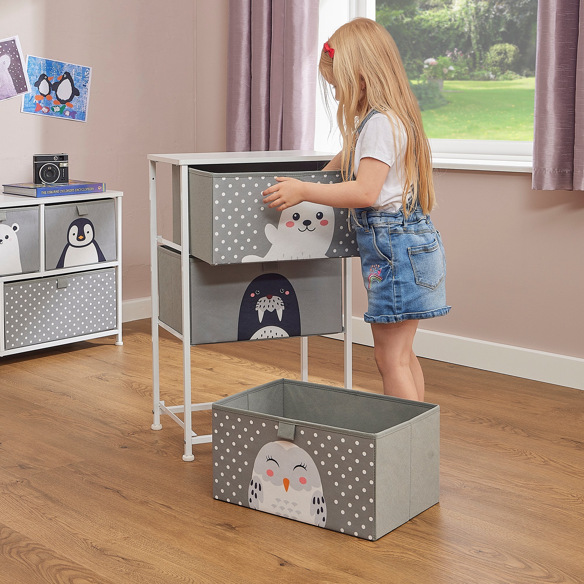 Arctic Animals 3 Drawer Storage Chest – Kids Toy Organiser with Removable Drawers