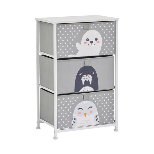 Arctic Animals 3 Drawer Storage Chest – Kids Toy Organiser with Removable Drawers