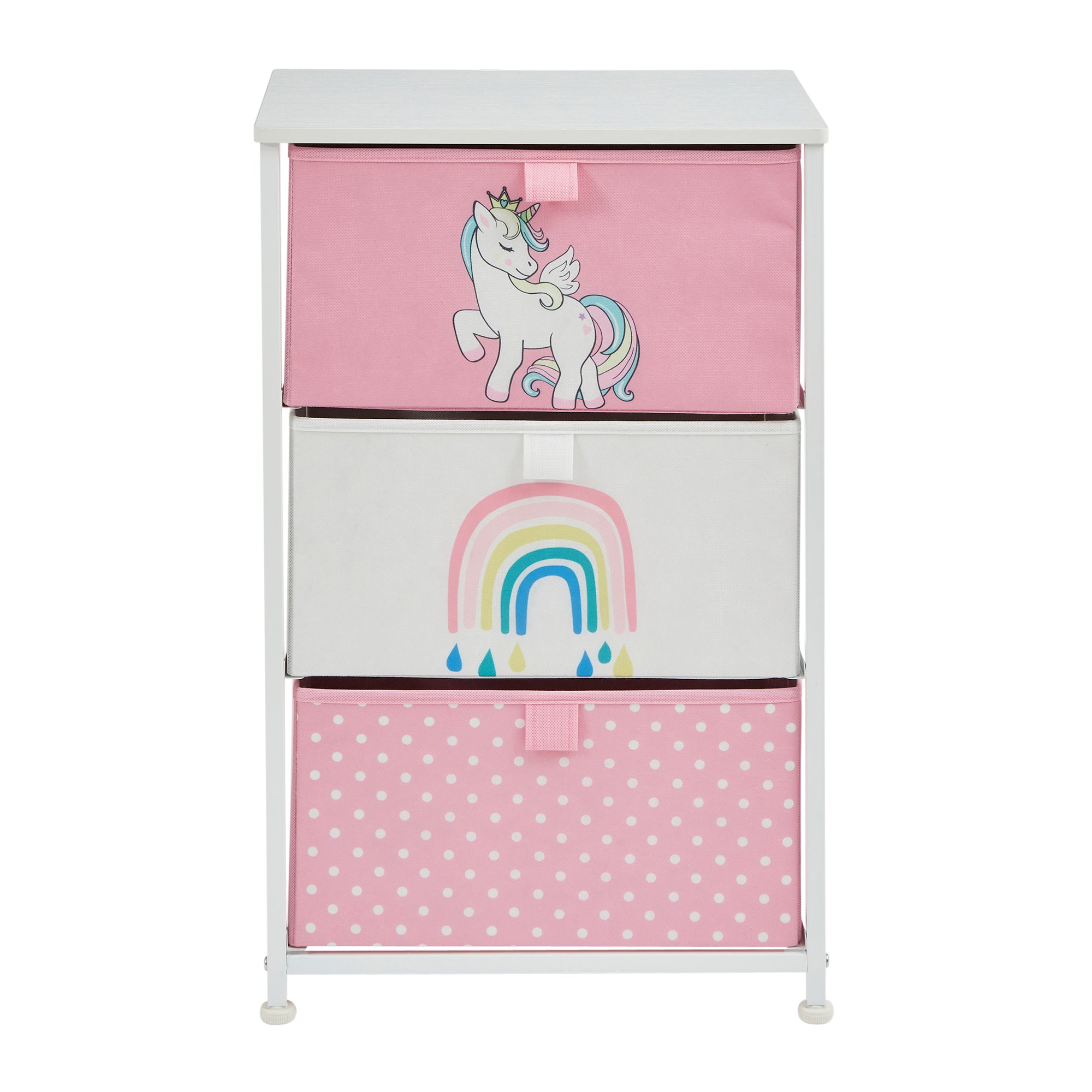 Unicorn 3 Drawer Storage Chest – Kids Magical Toy Organiser with Removable Drawers