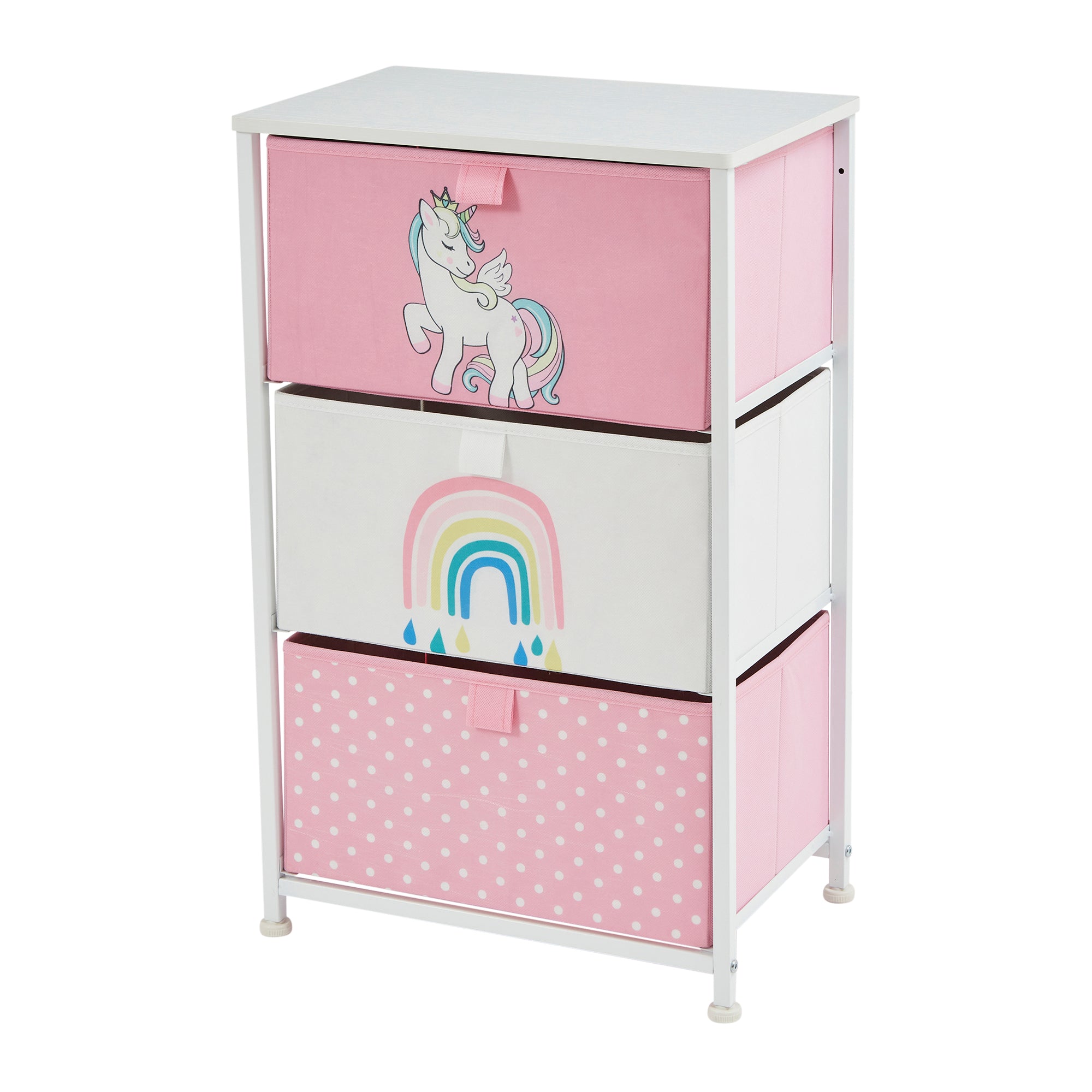 Unicorn 3 Drawer Storage Chest – Kids Magical Toy Organiser with Removable Drawers