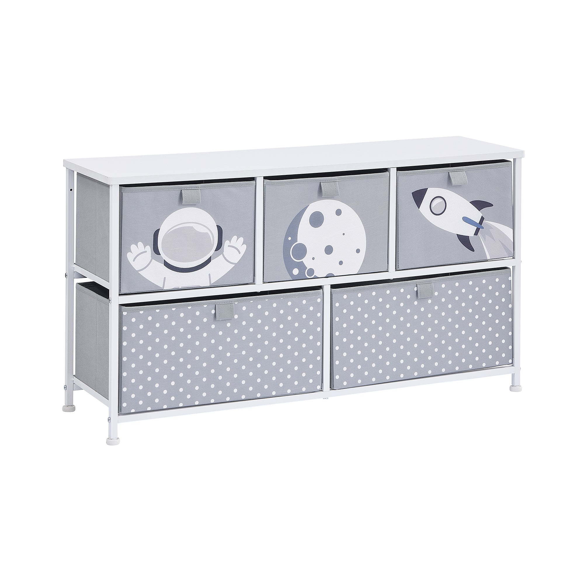 Space 5 Drawer Storage Chest – Kids Toy Organiser with Astronaut & Rocket Design