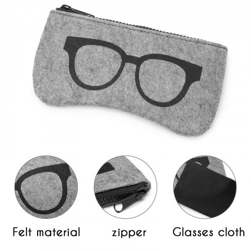 Soft Felt Glasses Case - Grey And Black