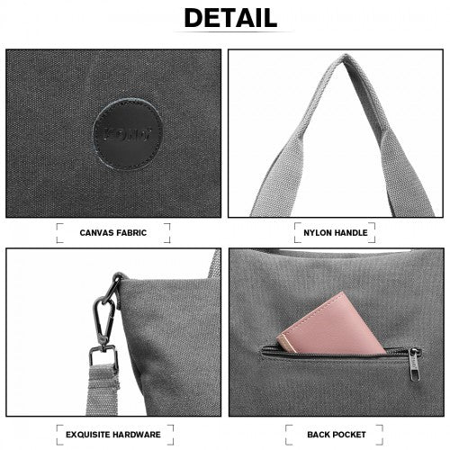 Kono Large Canvas Unisex Messenger Bag - Grey
