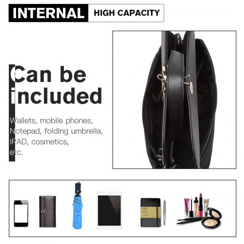 MISS LULU STYLISH LADIES LEATHER HANDBAG SHOULDER BAG BLACK