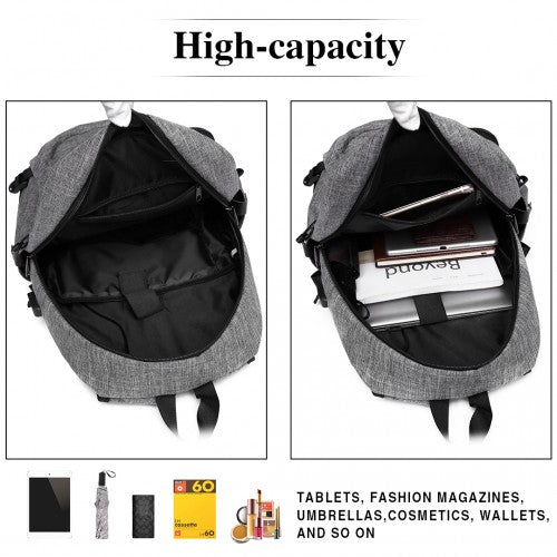 Kono Business Laptop Backpack with USB Charging Port - Grey