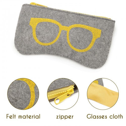 Soft Felt Glasses Case - Grey And Yellow