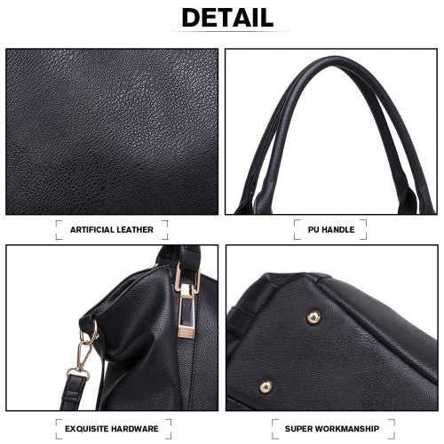 Miss Lulu Soft Leather Elegant Simple Shoulder Bag - Black