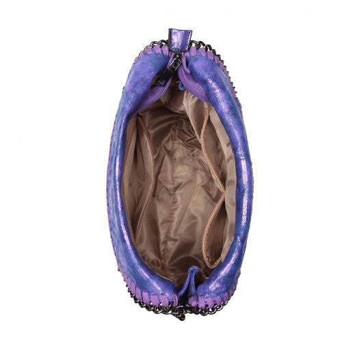 Miss Lulu Metallic Effect Chain Tote Bag - Purple