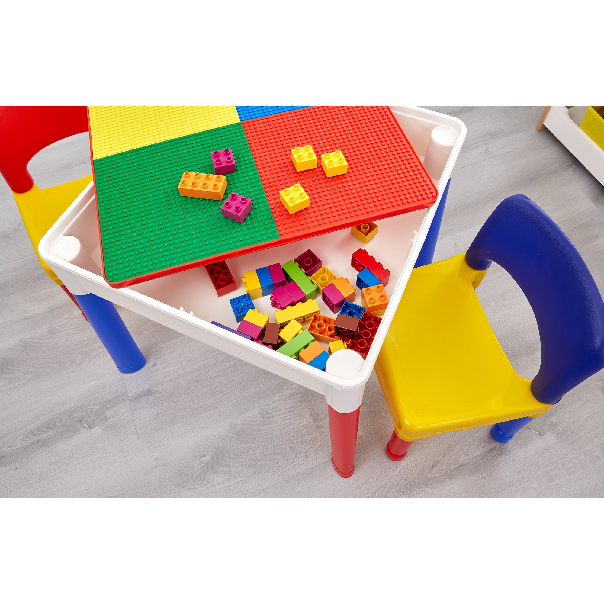 Kids 5-in-1 Activity Table and Two Chairs Set – Reversible, Sand & Water Play