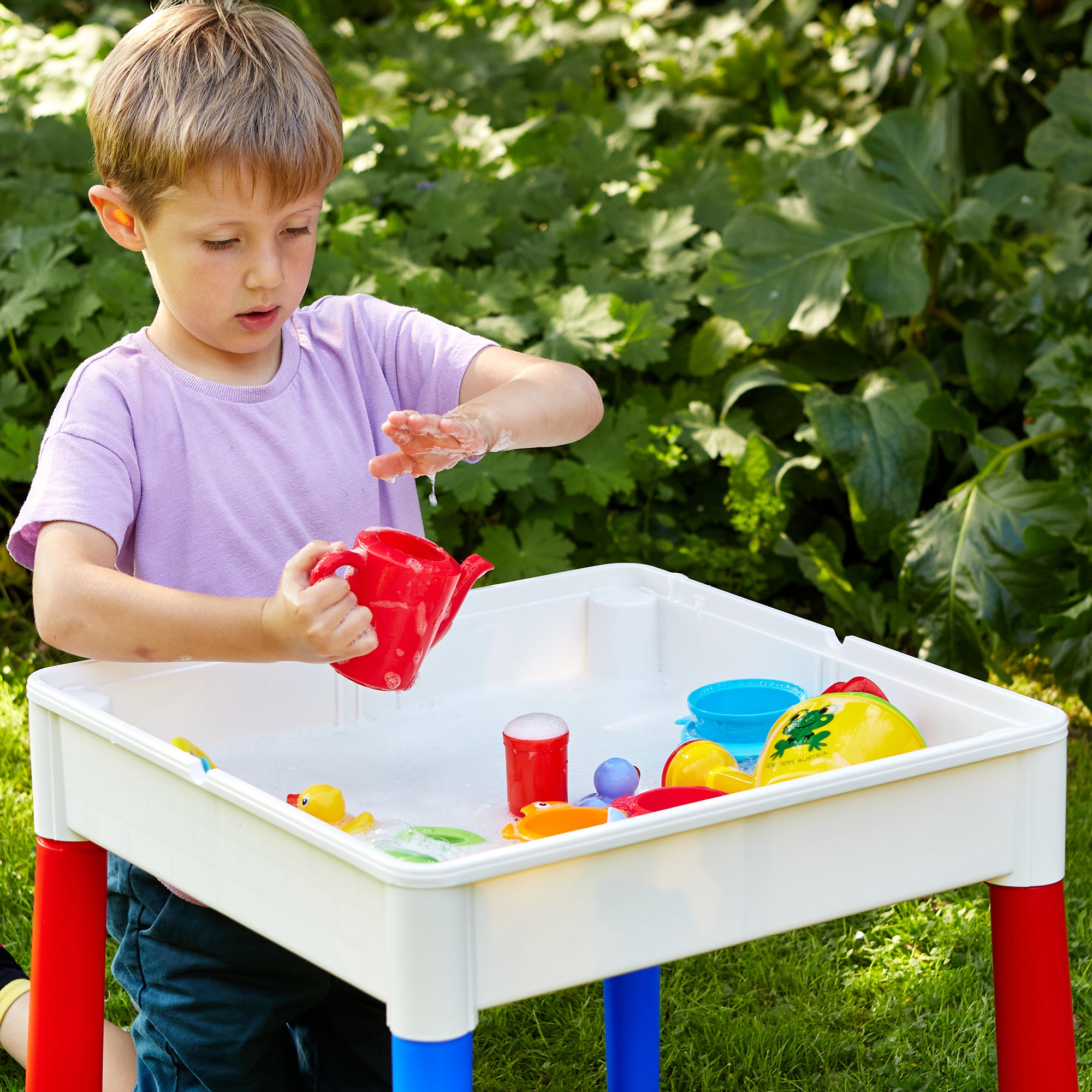 Kids 5-in-1 Activity Table and Two Chairs Set – Reversible, Sand & Water Play