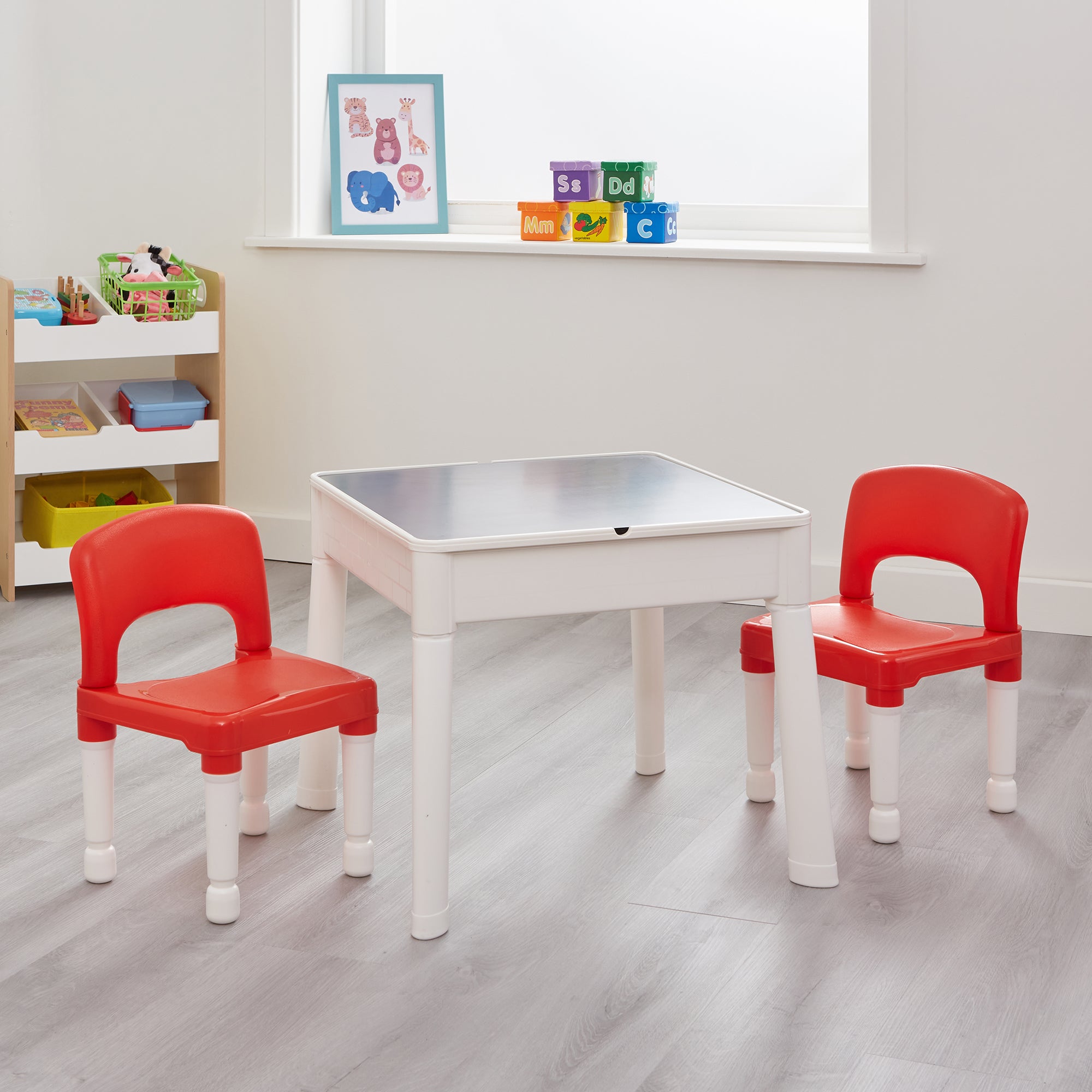 Kids 6-in-1 Multipurpose Activity Table & Chair Set – Chalkboard, Sand & Water Play