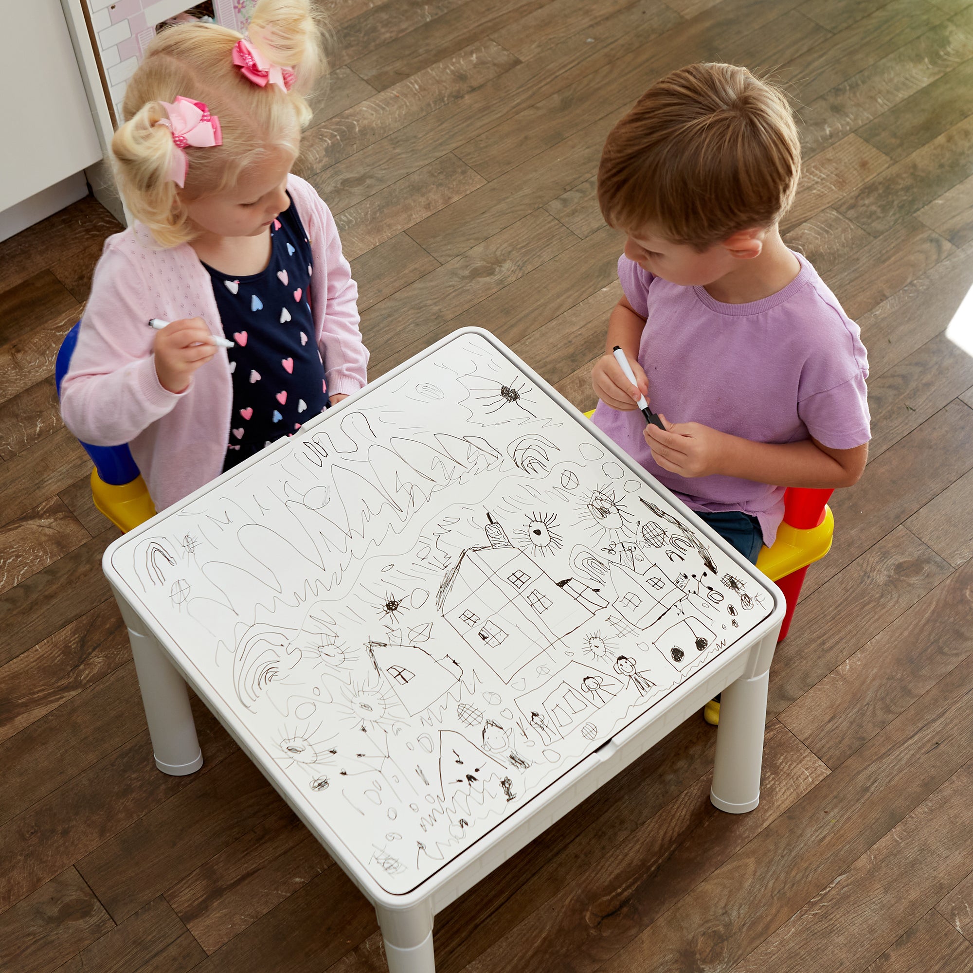 Kids 6-in-1 Multipurpose Activity Table & Chair Set – Chalkboard, Sand & Water Play