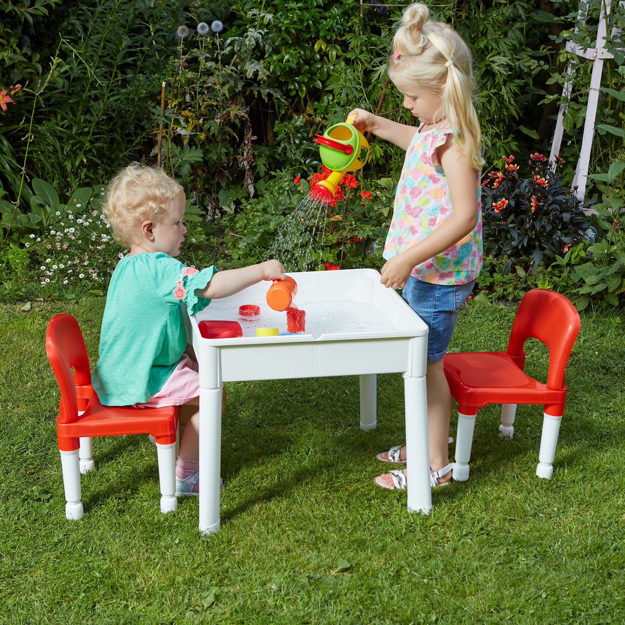 Kids 6-in-1 Multipurpose Activity Table & Chair Set – Chalkboard, Sand & Water Play