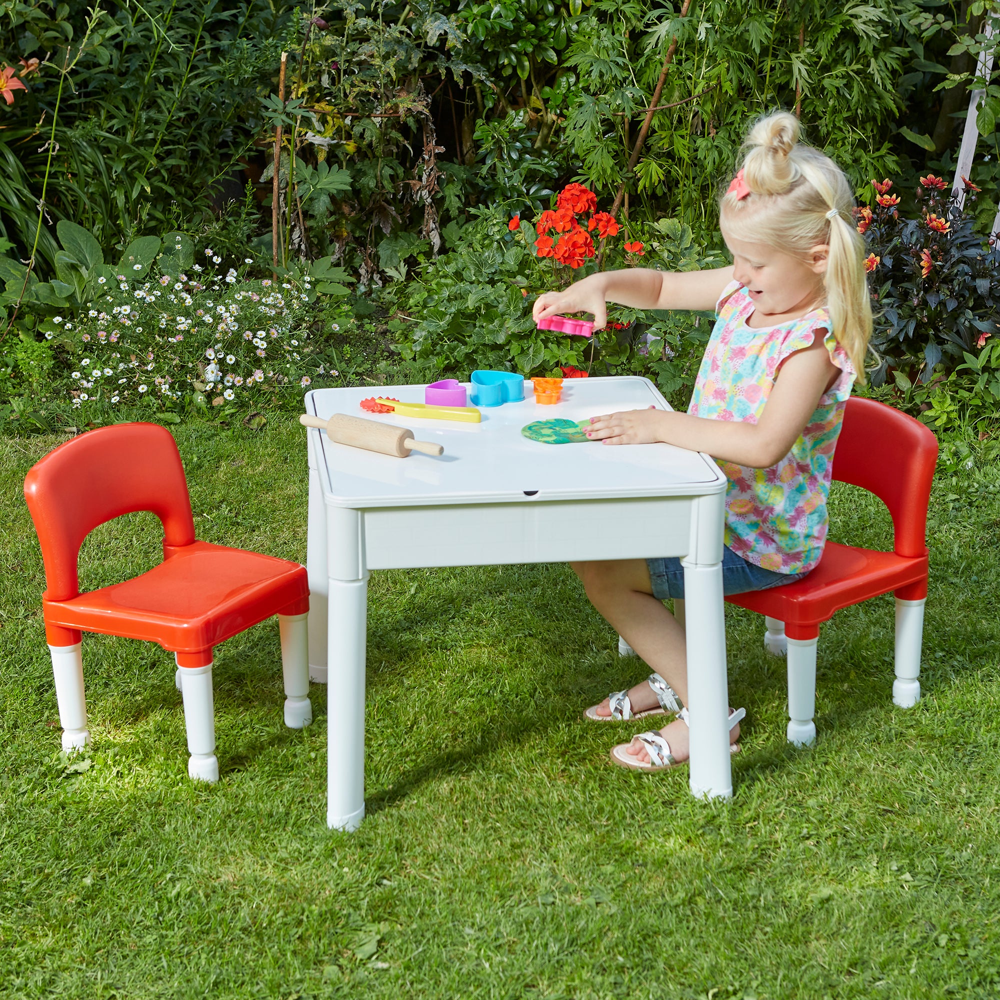 Kids 6-in-1 Multipurpose Activity Table & Chair Set – Chalkboard, Sand & Water Play