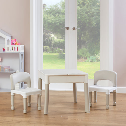 5-in-1 Kids Activity Play Table & Chair Set – Reversible Construction, Sand & Water Play