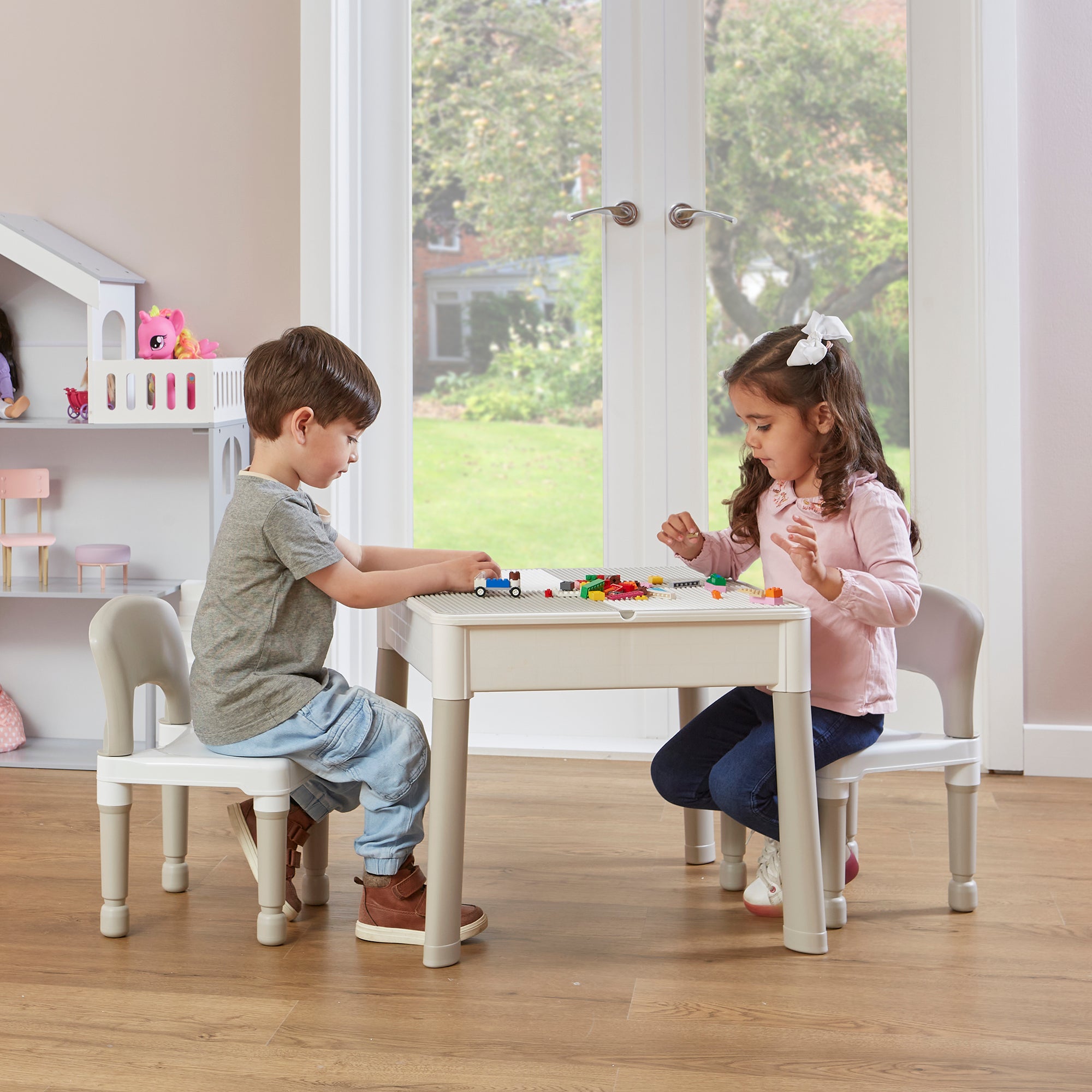 5-in-1 Kids Activity Play Table & Chair Set – Reversible Construction, Sand & Water Play