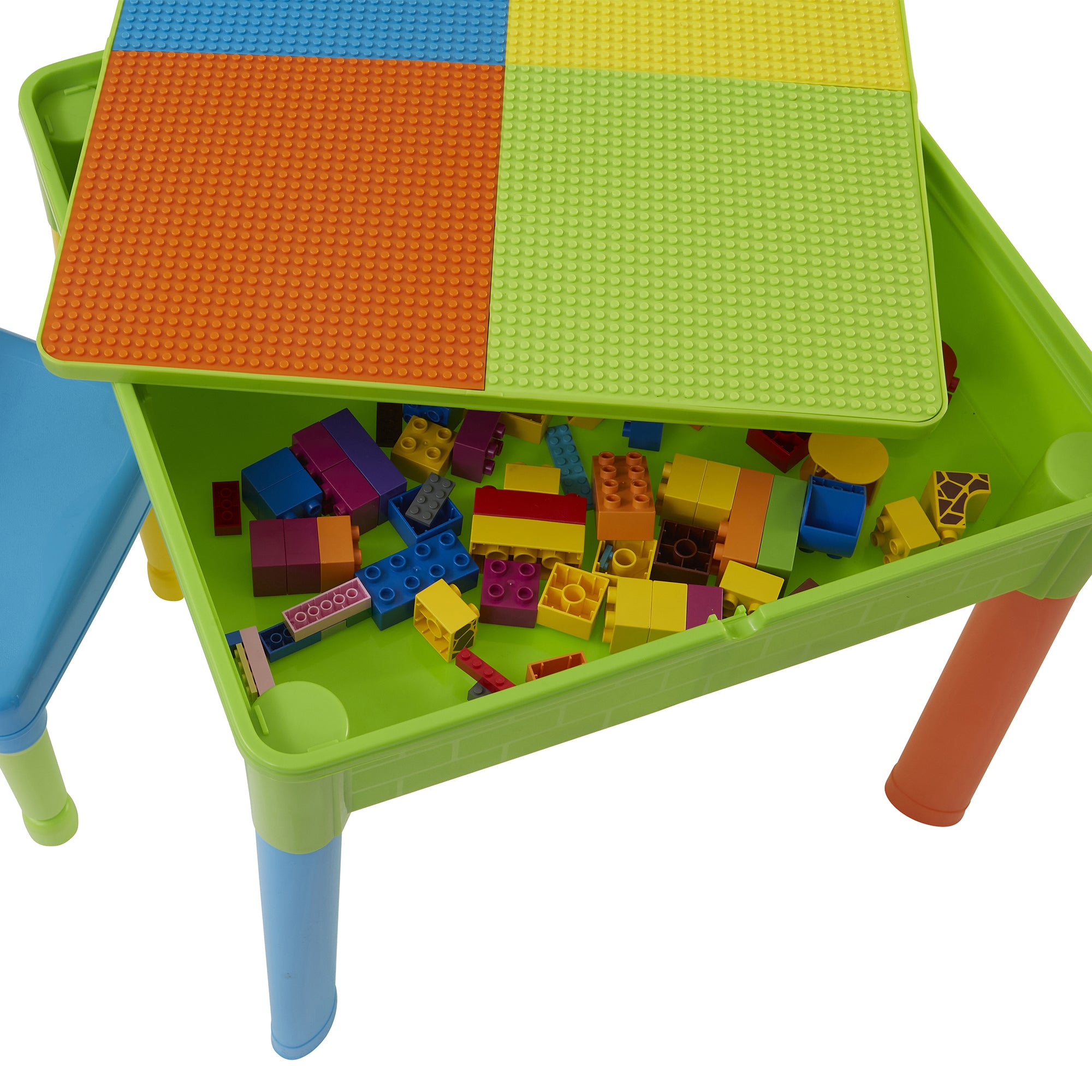 5-in-1 Kids Square Activity Table & Chair Set – Construction, Sand & Water Play