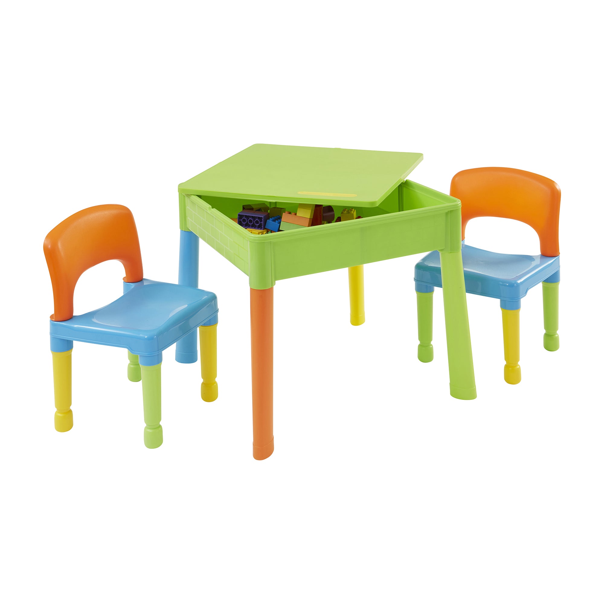 5-in-1 Kids Square Activity Table & Chair Set – Construction, Sand & Water Play
