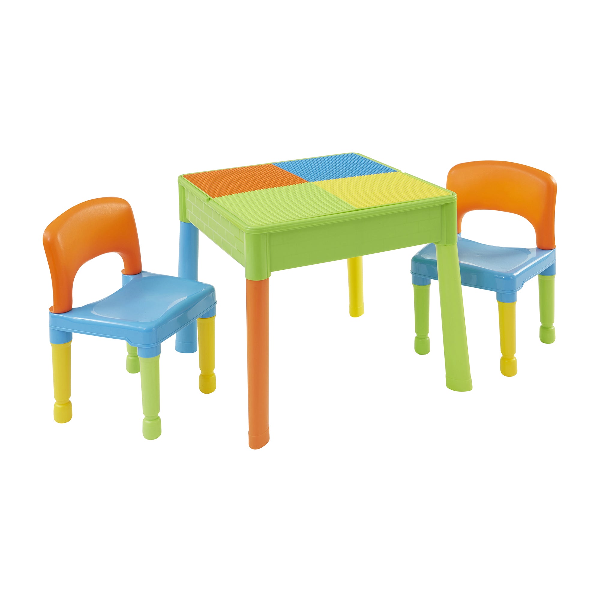 5-in-1 Kids Square Activity Table & Chair Set – Construction, Sand & Water Play