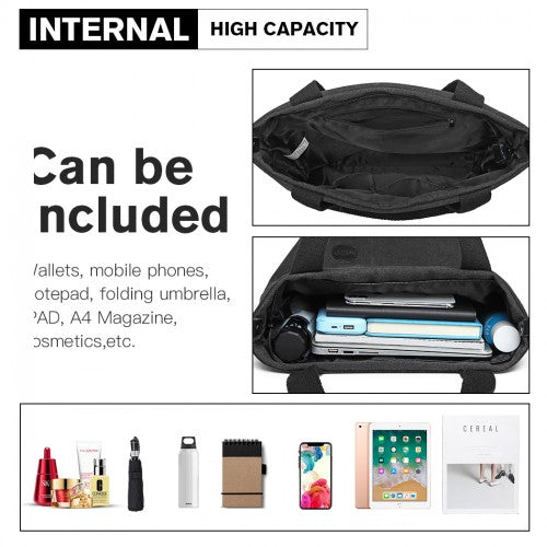 Kono Large Canvas Unisex Messenger Bag - Black