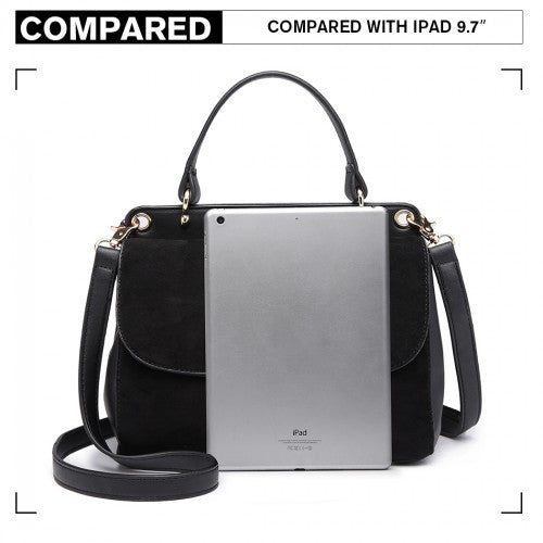 MISS LULU STYLISH LADIES LEATHER HANDBAG SHOULDER BAG BLACK