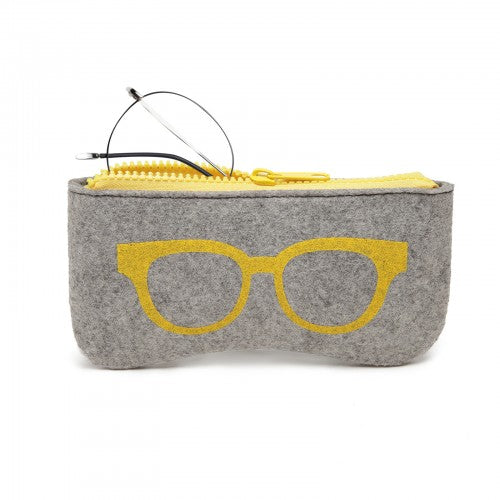 Soft Felt Glasses Case - Grey And Yellow