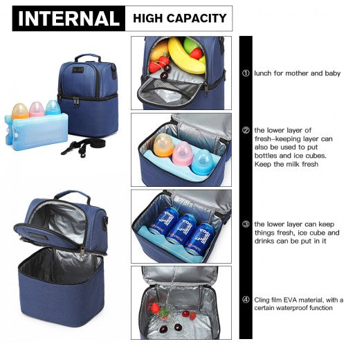 KONO INSULATED COOL BAG FAMILY LUNCH BOX - NAVY