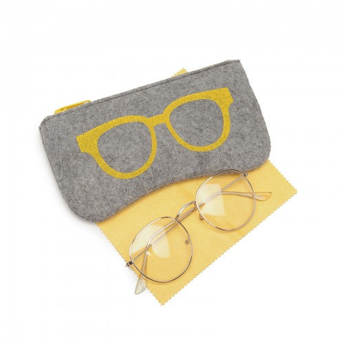 Soft Felt Glasses Case - Grey And Yellow