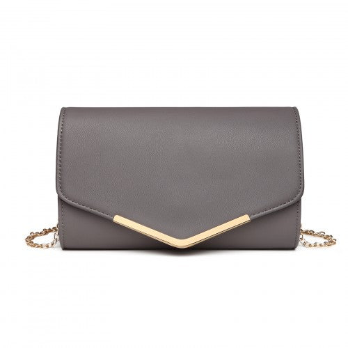 Miss Lulu Vegan Envelope Clutch Bag - Grey