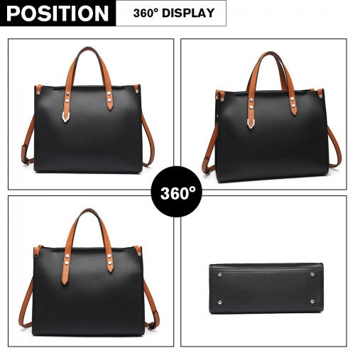 Miss Lulu Structured 2 Piece Shoulder Bag Set - Back