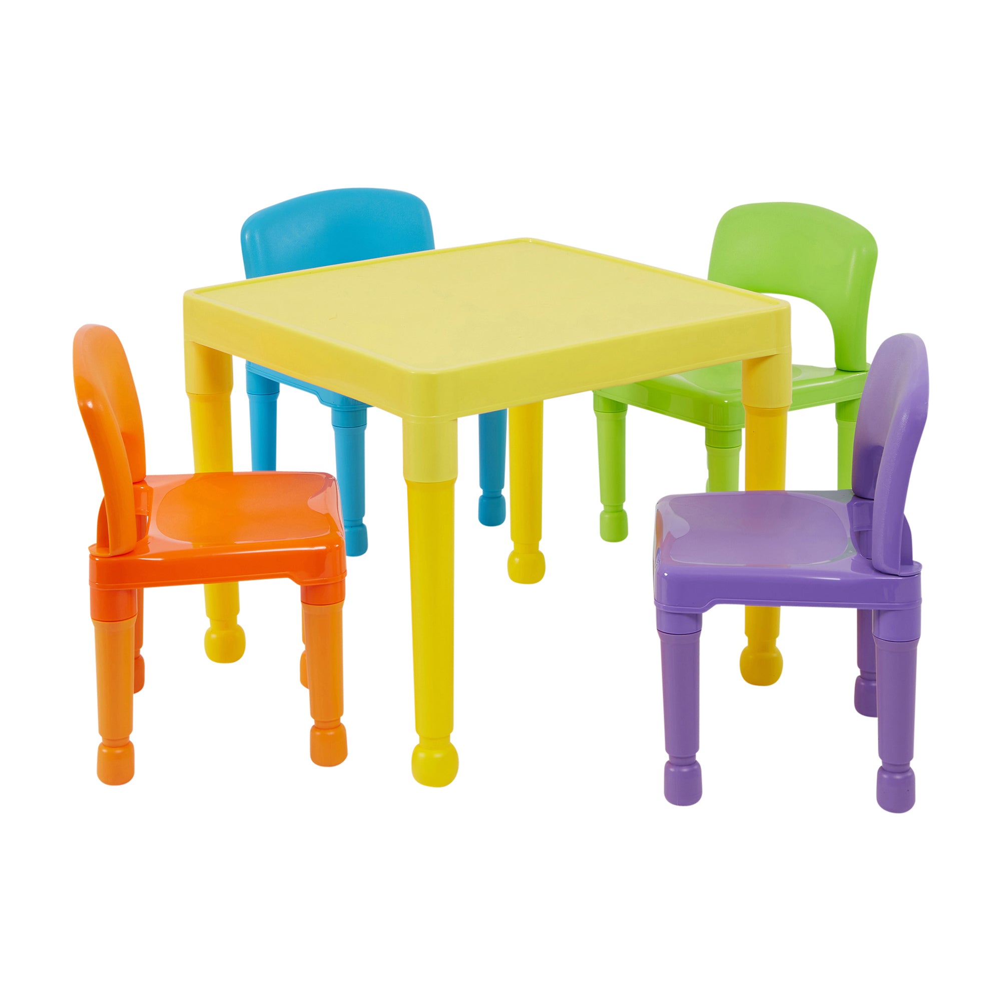 Children's Multicoloured Table & 4 Chairs Set – Bright Indoor Outdoor Kids Furniture