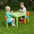 Kids Plastic Table and 2 Chairs Set – Durable Indoor Outdoor Play Furniture (Multiple Colours)